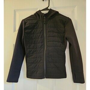 Black Zip Up Jacket Coat Size Large 9 Kids Warm Hooded
